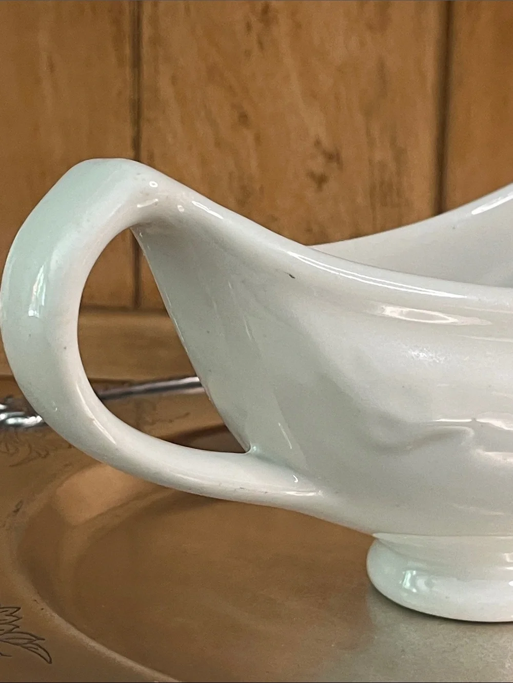 VTG-TEPCO U.S.A. China, White Ironstone,Gravy boat. (30’s-68’) Rare LionHead.